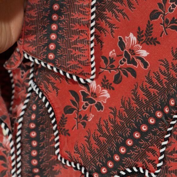 Panhandle Slim Western Shirt Cowgirl Pearl Button Red Black Goth Handkerchief - Picture 9 of 12